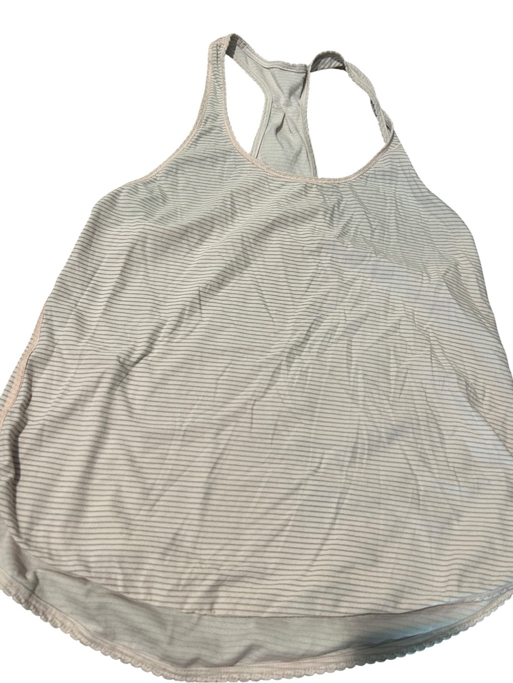 Lululemon Striped Racerback Tank Top in Light Gray and White